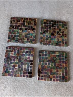 Iridescent Mosaic Tile Coasters - Set of 4